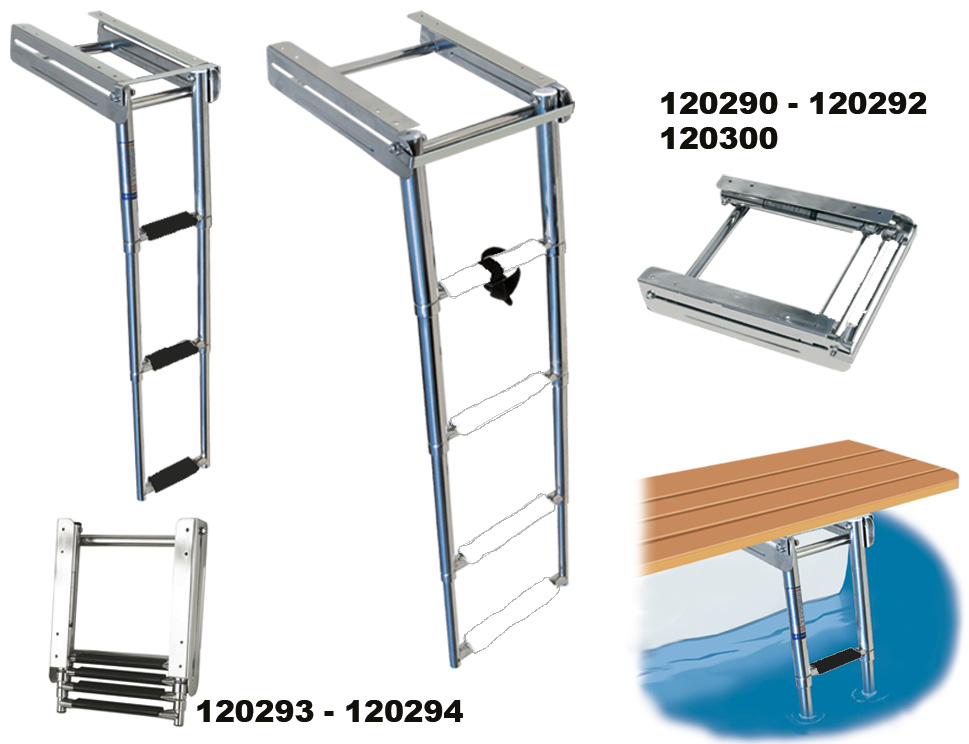 Scala per barche ad incasso con maniglie automatiche