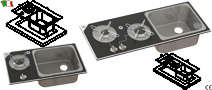 GLASS HOB WITH RECTANGULAR SINK