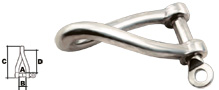 AISI 316 STAINLESS STEEL TWISTED LONG SHACKLE